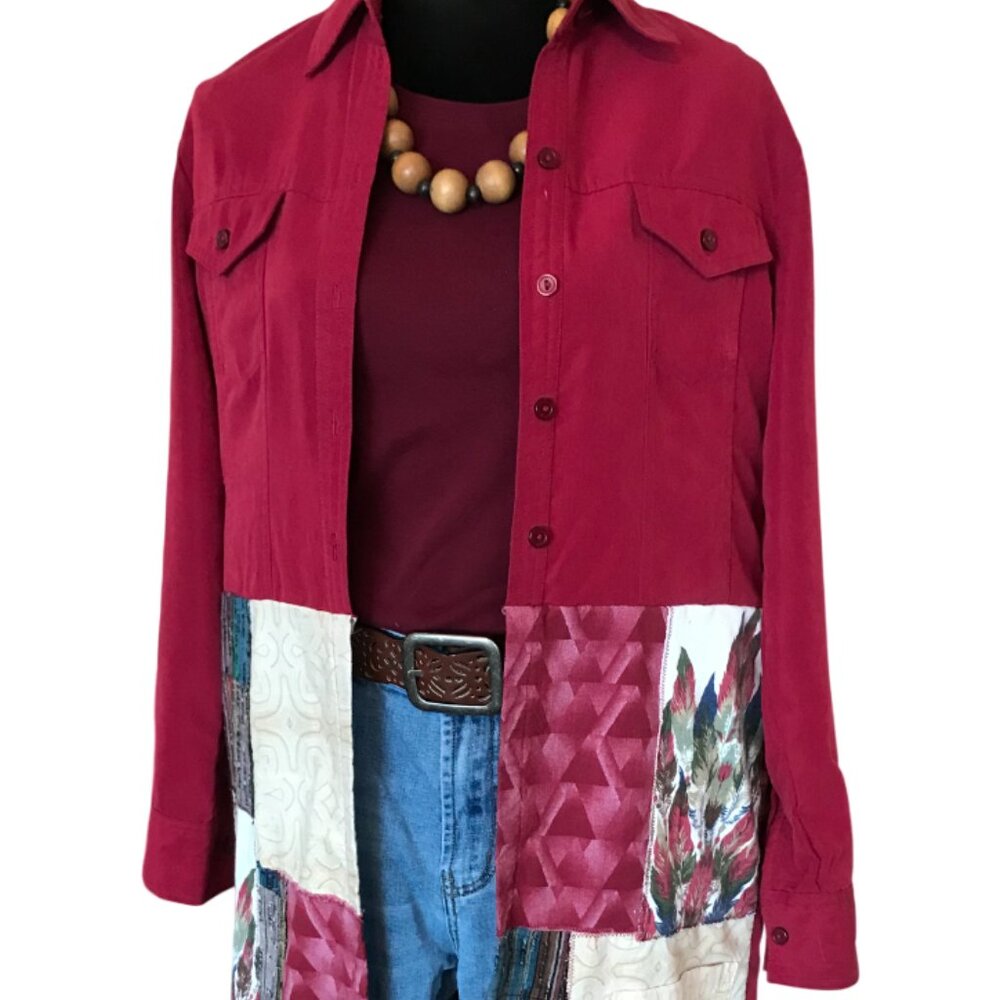 Upcycled Patchwork Duster, Southwestern Aztec Mag… - image 6